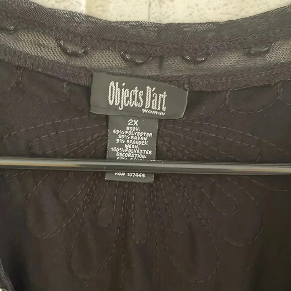 Women’s black open front blouse 2X - Picture 3 of 4